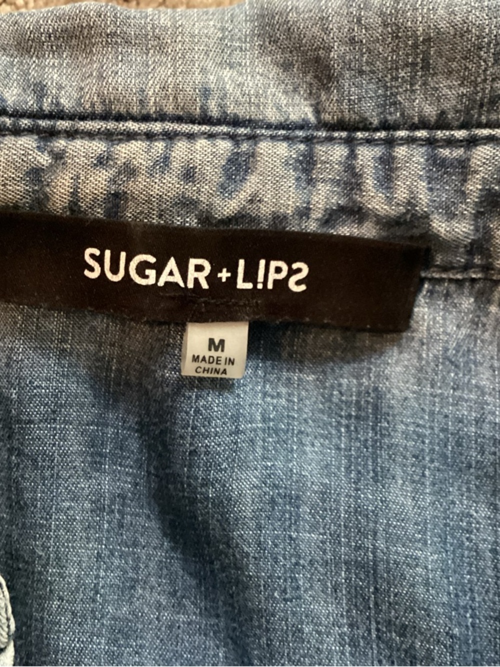 Sugar+Lips Denim Sleeveless Button-Front Top w/pockets, epilates, loose fit,M - Picture 9 of 11